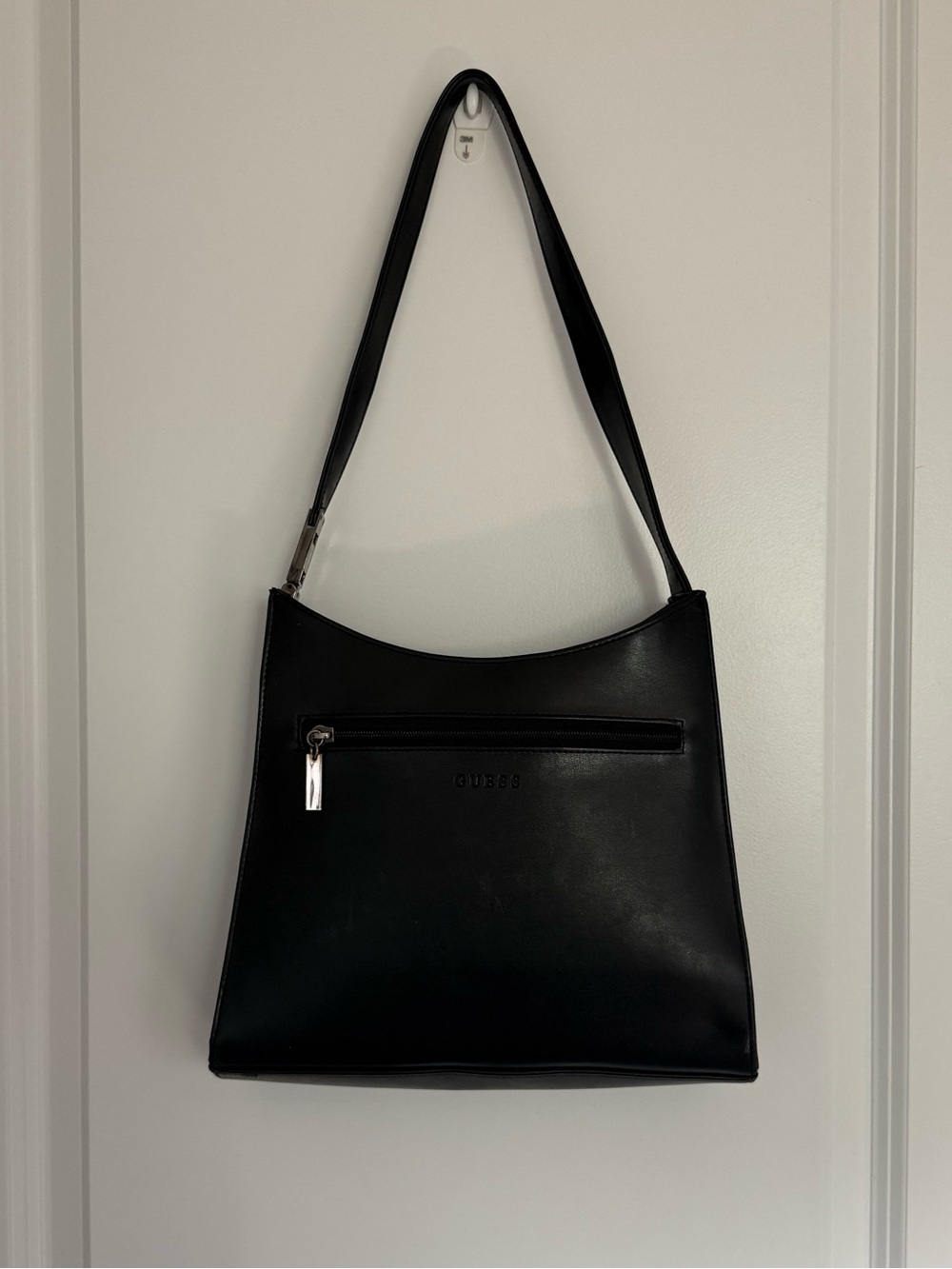 Guess Black Shoulder Bag with Front Zip Pocket